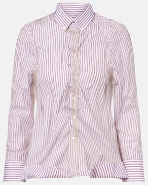 Maison Margiela Pinstriped Ruffled Cotton Poplin Shirt - Pink
