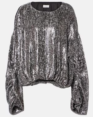 Dries Van Noten Sequined Gathered Blouse - Black