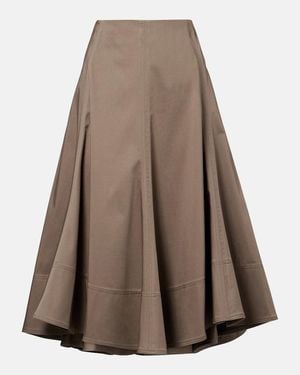 Proenza Schouler Janan Cotton-Blend Sateen Midi Skirt - Brown