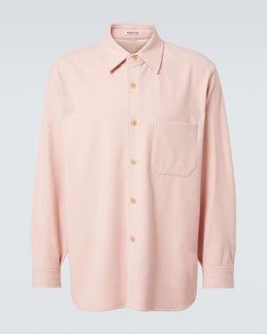 AURALEE Wool Flannel Overshirt - Pink