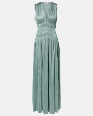 Ulla Johnson Tasneem Satin Plisse Gown - Green