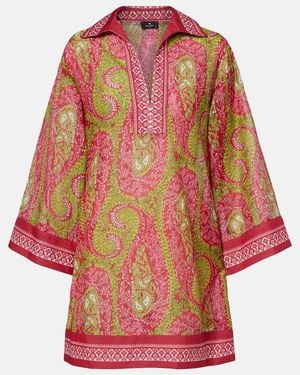 Etro Printed Cotton And Silk Tunic - Red