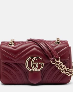 Gucci Schultertasche Gg Marmont Small Aus Leder - Rot