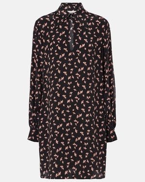 Chloé Floral Silk Chiffon Minidress - Black