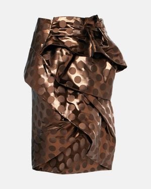 Dries Van Noten Lame Midi Skirt - Brown
