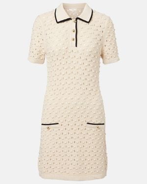 FRAME Bauble Pointelle Cotton Polo Dress - Natural