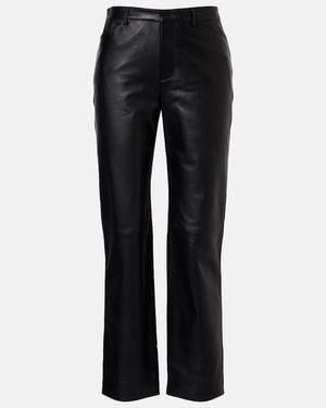 Vince Leather Cropped Straight Trousers - Black