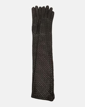Bottega Veneta Intrecciato Leather Gloves - Black