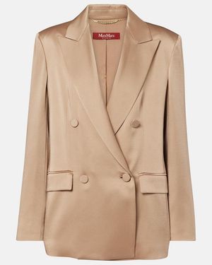 Max Mara Arca Double-Breasted Satin Blazer - Natural