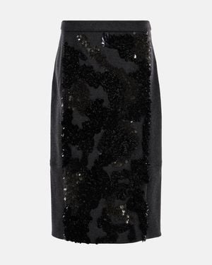 Plan C Sequined Wool-Blend Midi Skirt - Black