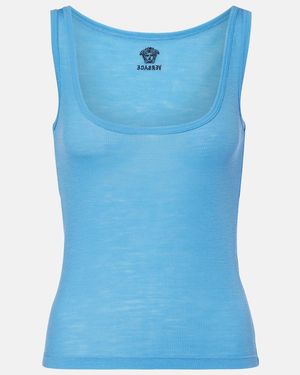 Versace Medusa Virgin Wool Tank Top - Blue