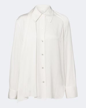 Vince Draped Silk-Blend Satin Blouse - White