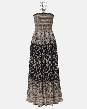Veronica Beard Ayanna Paisley Shirred Maxi Dress - White