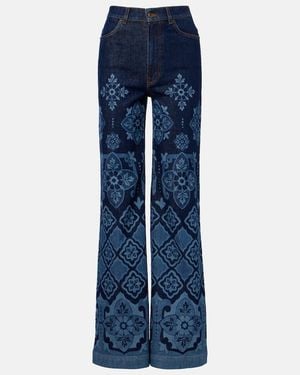 La DoubleJ Partenope Printed High-Rise Flared Jeans - Blue