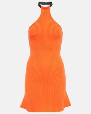 Courreges Ribbed-Knit Halterneck Minidress - Orange