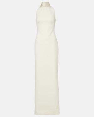 Safiyaa Holliana Satin-Trimmed Crepe Gown - White