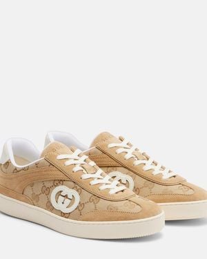 Gucci G75 Gg Canvas & Suede Sneaker - Natural