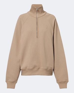 Ami Paris Ami De Coeur Cotton Sweatshirt - Natural