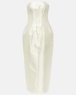 Danielle Frankel Bridal Midikleid Audra aus Twill - Weiß