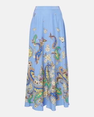 Etro Paisley-Print Midi Skirt - Blue