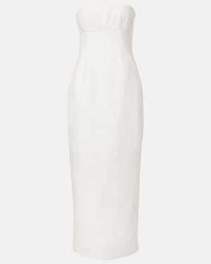 SIR. Evalita Linen Bustier Maxi Dress - White