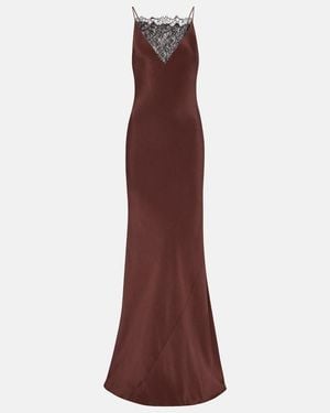 Roland Mouret Lace-Trimmed Silk Satin Gown - Red