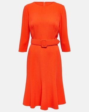 Oscar de la Renta Embellished Wool-Blend Midi Dress - Red