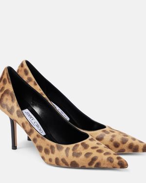 Jimmy Choo Leo 85 Leopard-Print Calf Hair Court Shoes - Yellow