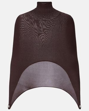 Alaïa Open-Back Silk-Blend Turtleneck Top - Brown