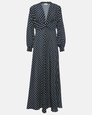 RIXO London Emory Polka-Dot Silk Maxi Dress - Blue