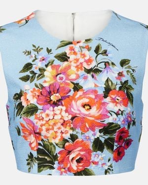 Dolce & Gabbana Floral Cotton Top - Blue