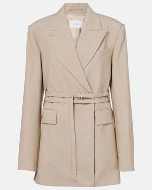 Sportmax Tubinga Belted Virgin Wool Blazer - Natural