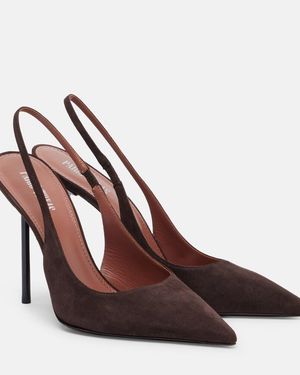 Paris Texas Lidia 105 Suede Slingback Court Shoes - Brown