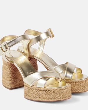 Christian Louboutin Calakala 85 Metallic Leather Platform Sandals