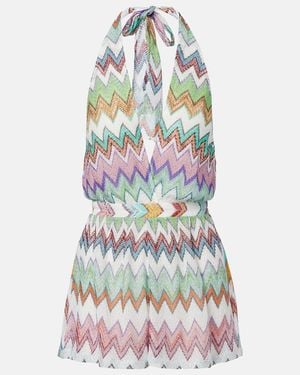 Missoni Playsuit Zigzag Aus Haekelstrick - Weiß