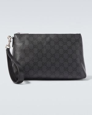 Gucci Essence Classic Small Gg Canvas Pouch - Black