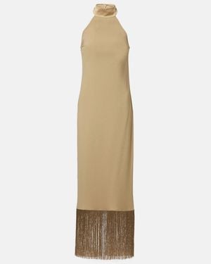 ‎Taller Marmo Berlin Fringed Crepe Cady Gown - Natural