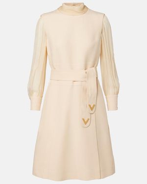 Valentino Wool And Silk Crepe Couture Minidress - Natural