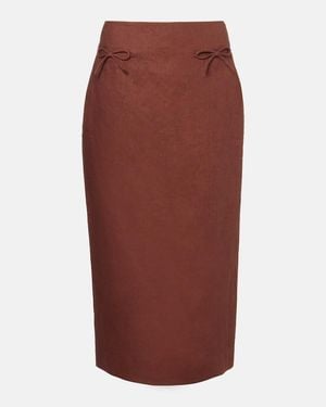 Posse Sabine Linen Pencil Skirt - Red