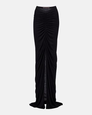 Rick Owens Poppy Ls Ruched Jersey Maxi Skirt - Black