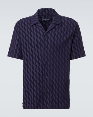 Frescobol Carioca Roberto Cotton-Blend Terry Cuban Shirt - Blue