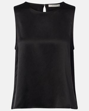 Asceno Sofia Silk Charmeuse Tank Top - Black
