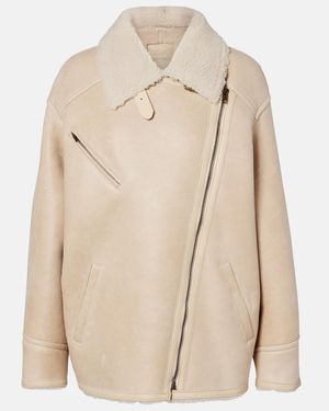 Isabel Marant Adelina Shearling-Trimmed Leather Jacket - Natural
