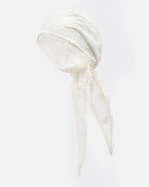 Poupette Aura Embroidered Cotton Scarf - White