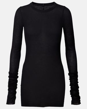Rick Owens Ribbed-Knit Jersey Top - Black