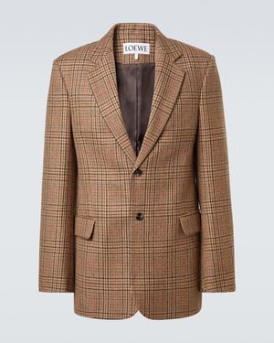 Loewe Prince Of Wales Check Wool Blazer - Brown