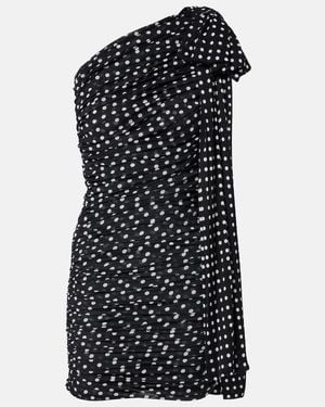 Patou Polka-Dot One-Shoulder Minidress - Black