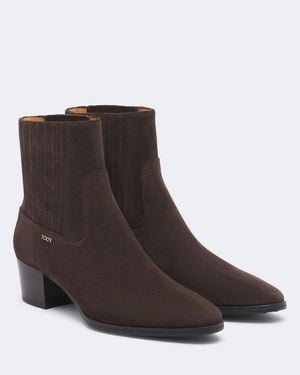 Tod's Ankle Boots Gommino Aus Veloursleder - Braun