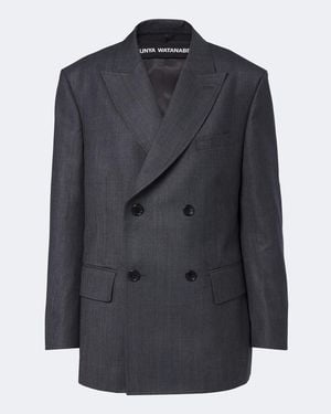 Junya Watanabe Double-Breasted Wool Blazer - Blue