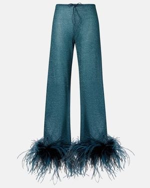 Oséree Lumiere Plumage Wide-Leg Trousers - Blue